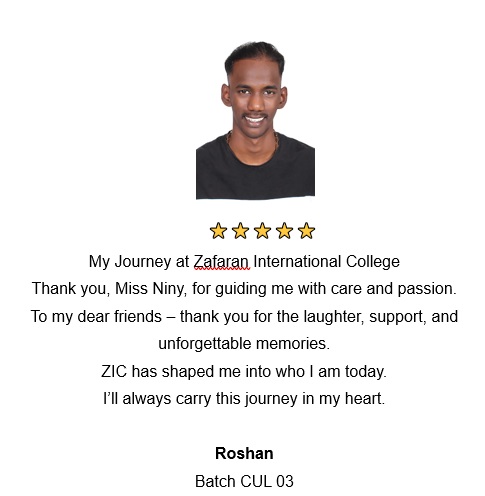 Roshan Tetsimonial